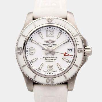 Breitling White Stainless Steel Superocean Automatic Men's Wristwatch 36 mm