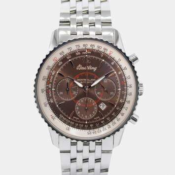 Breitling Brown Stainless Steel Montbrillant A41370 Automatic Men's Wristwatch 38 mm