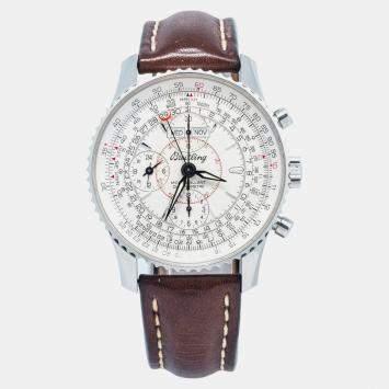 Breitling White Stainless Steel Montbrillant A21330 Automatic Men's Wristwatch 43mm
