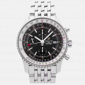 Pre Owned Breitling Navitimer Chronograph GMT A24322121B2A1 Automatic Stainless Steel Black Dial Men's Wristwatch 46mm