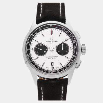 Pre-Owned Breitling Premier B01 Chronograph AB0118221G1X2 Automatic Silver Men's Wristwatch 42 mm
