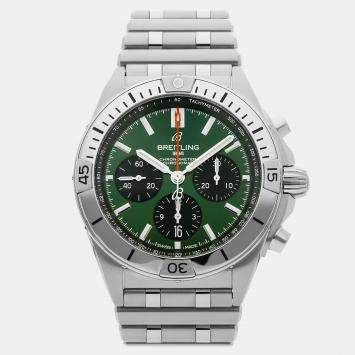 Pre Owned Breitling Chronomat B01 AB0134101L1A1 Automatic Green Stainless Steel Men’s Wristwatch 42mm