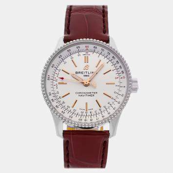 Pre Owned Breitling Navitimer A17395211A1P5 Automatic White MOP Stainless Steel Women’s Wristwatch 35 mm