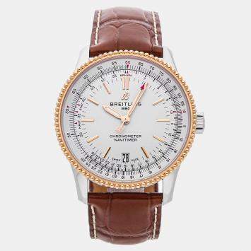 Pre Owned Breitling Navitimer U17325211G1P2 Automatic Silver Stainless Steel 18k Rose Gold Men’s Wristwatch 38 mm