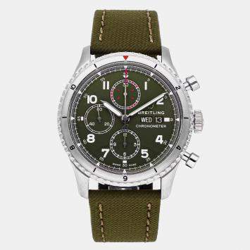 Pre Owned Breitling Aviator 8 A133161A1L1X1 Automatic Green Stainless Steel Men’s Wristwatch 43 mm