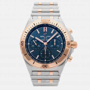 Pre Owned Breitling Chronomat UB0134101C1U1 Automatic Blue Stainless Steel 18k Rose Gold Men’s Wristwatch 42 mm