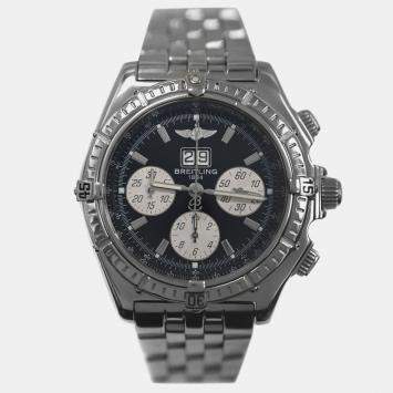 Pre Owned Breitling Crosswind A43355 Automatic Black Stainless Steel Men's Wristwatch 44 mm