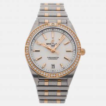 Pre Owned Pre-Owned Breitling Chronomat Automatic U10380591A1U1 Silver Stainless Steel 18k Rose Gold Men's Wristwatch 36 MM