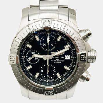Pre Owned Breitling Avenger Chronograph A13385 Automatic Black Stainless Steel Men's Wristwatch 43 mm