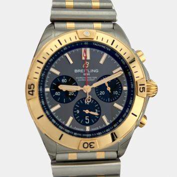 Pre Owned Breitling Chronomat UB0134 Automatic Anthracite Stainless Steel 18K Rose Gold Men's Wristwatch 42 mm