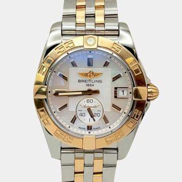 Pre Owned Breitling Galactic C37330/A724 Automatic White Mother of Pearl Stainless Steel 18K Rose Gold Unisex Wristwatch 36 mm