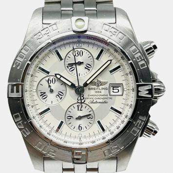 Pre Owned Breitling Galactic Chronograph II A13364 Automatic Silver Stainless Steel Men's Wristwatch 44 mm