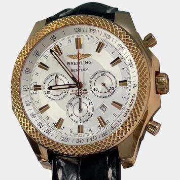 Pre Owned Breitling Bentley R25368 Automatic Silver 18K Rose Gold Men's Wristwatch 49 mm
