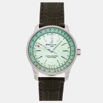 Pre Owned Pre-Owned Breitling Navitimer A17395361L1P1 Green Automatic Stainless Steel Men's wristwatch 35 mm 
