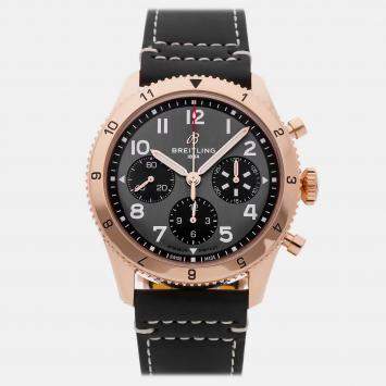 Pre Owned Breitling Classic Avi P-51 Mustang R233801A1B1X1 Automatic Chronograph Gray Dial 18k Rose Gold Men's Wristwatch 42mm