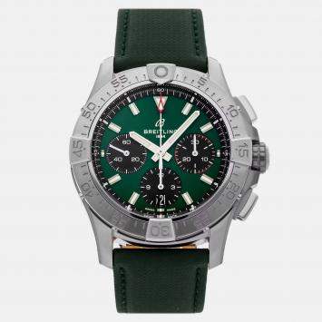 Pre Owned Breitling Avenger B01 AB0146101L1X1 Automatic Chronograph Green Dial Stainless Steel Men's Wristwatch 42mm