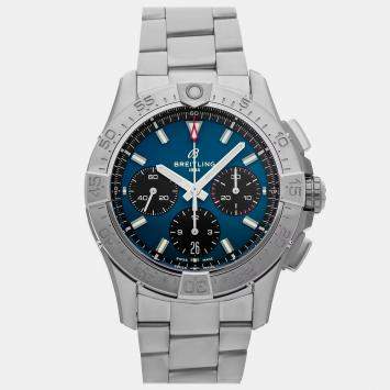 Pre Owned Breitling Avenger B01 AB0146101C1A1 Automatic Chronograph Blue Dial Stainless Steel Men's Wristwatch 42mm