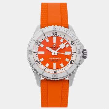 Pre Owned Breitling Superocean A17377211O1S1 Automatic Orange Dial Stainless Steel Men's Wristwatch 36mm