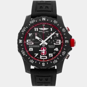 Pre Owned ساعة يد رجالية بريتلينغ إندورانس برو "جامعة ستانفورد X823109C1B1S1" كوارتز بريتلايت سوداء مملوكة مسبقًا 44 ملم