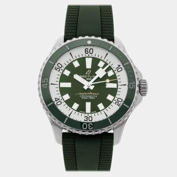 Pre Owned Breitling Superocean A17376A31L1S1 Automatic Green Dial Stainless Steel Men's Wristwatch 44mm
