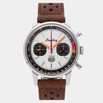 Pre Owned Breitling Top Time Deus Limited Edition A233101A1A1X1 Automatic Chronograph Silver Dial Stainless Steel Wristwatch 41mm
