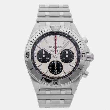 Pre Owned Pre-Owned Breitling Chronomat AB0134101G1A1 Silver Automatic Stainless Steel Men's Wristwatch 42 MM