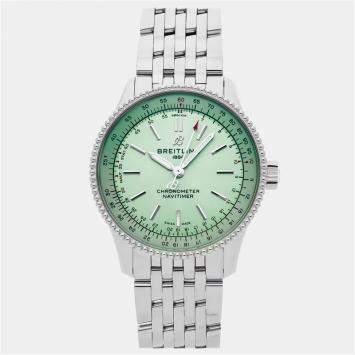 Pre Owned Pre-Owned Breitling Navitimer A17395361L1A1 Green Automatic Stainless Steel Men's Wristwatch 42 MM
