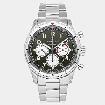 Pre Owned Pre-Owned Breitling Aviator 8 B01 Chronograph Curtiss Warhawk AB01192A1L1A1 Green Automatic Stainless Steel Men's Wristwatch 43 mm