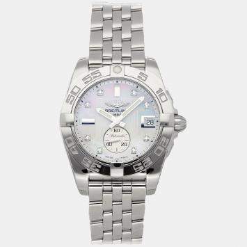 Pre Owned Breitling Galactic A37330121A1A1 White Stainless Steel, Diamond, Mother Of Pearl Automatic Men's Watches 36mm