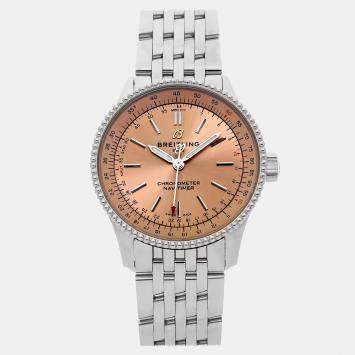 Pre Owned Breitling Navitimer A17395201K1A1 Pink Stainless Steel Automatic Men's Watches 35mm