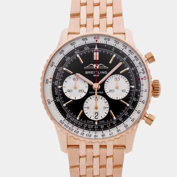 Pre Owned Breitling Navitimer RB0138211B1R1 Black 18K Rose Gold Automatic Men's Watches 43mm