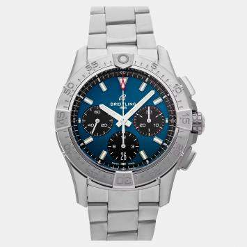 Pre Owned Breitling Chronomat AB0134101C1A1 Blue Stainless Steel Automatic Men's Watches 42mm