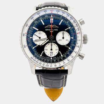 مملوكة مسبقًا Breitling Navitimer 1 B01 AB0138211B1P1 Black Stainless Steel Automatic Men's Wristwatch 43mm