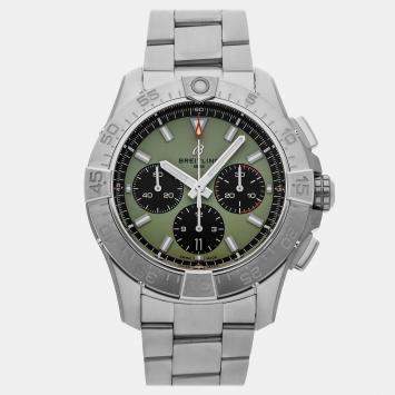 Pre Owned Breitling Avenger AB0147101L1A1 Green Titanium Automatic Men's Watches 44mm