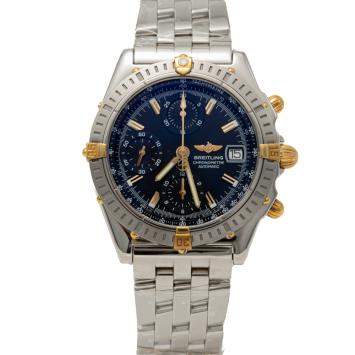 Pre Owned Breitling Black Dial Steel & Yellow Gold Chronomat Chronograph Men's Watch 39MM