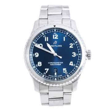Pre Owned Breitling Blue Stainless Steel Navitimer 8 A71314 Men's Wristwatch 41 mm