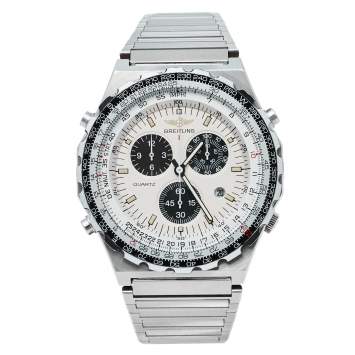 Pre Owned Breitling Ivory Stainless Steel Navitimer Jupiter Pilot 80975 Men's Wristwatch 42MM