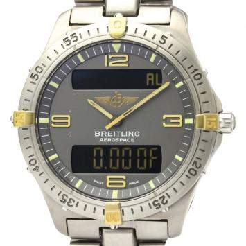 Pre Owned Breitling Grey 18K Yellow Gold And Titanium Aerospace F56062 Quartz Men's Wristwatch 40 MM