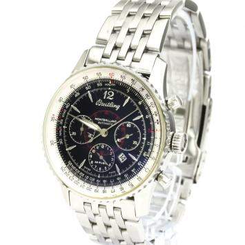 Pre Owned Breitling Black Stainless Steel Navitimer Montbrillant Automatic A41330 Men's Wristwatch 38 MM