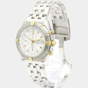Pre Owned Breitling Silver 18K Yellow Gold And Stainless Steel Chronomat Automatic B13352 Men's Wristwatch 40 MM