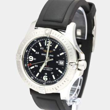 Pre Owned Breitling Black Stainless Steel Colt A74388 Quartz Men's Wristwatch 44 MM  