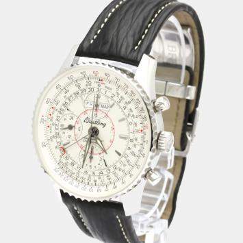 Pre Owned Breitling Silver Stainless Steel Navitimer Montbrillant Datora A21330 Automatic Men's Wristwatch 42 mm