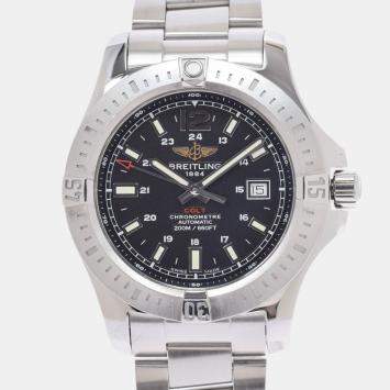 Pre Owned Breitling Black Stainless Steel Colt A17388 Automatic Men's Wristwatch 44 mm