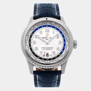 Pre Owned Breitling Silver Stainless Steel Navitimer AB3521U01G1P2 Automatic Men's Wristwatch 43 mm