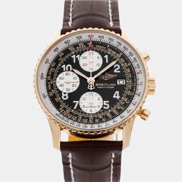 Pre Owned Breitling Navitimer B13019 Automatic Black 18k Yellow Gold Men’s Wristwatch 41mm