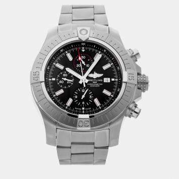 Pre Owned Breitling Super Avenger A13375101B1A1 Automatic Black Stainless Steel Men’s Wristwatch 48mm