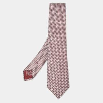 Pre Owned Brioni Burgundy Patterned Silk Tie 