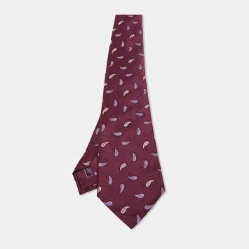 Brioni Burgundy Paisley Silk Traditional Tie 