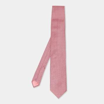 Pre Owned Brioni Pink Pattern Print Silk Tie