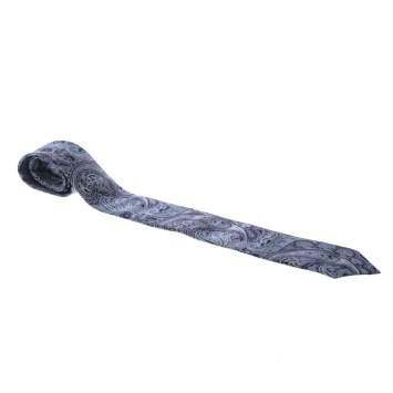 Pre Owned Brioni Navy Blue and Purple Paisley Printed Silk Tie
